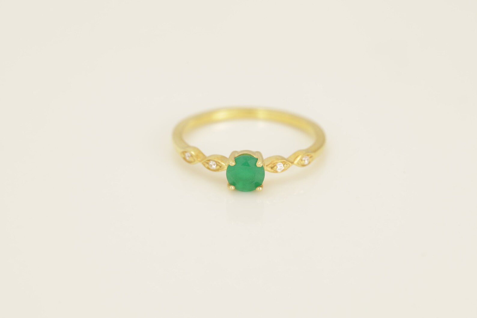 Emerald and Diamond Engagement Ring, May Birthstone, Emerald Ring, 18k Gold Unique Promise Ring, Marquise Ring